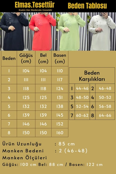 Kadın Giyim Büyük Beden Modal Çiçek Aplik Tunik - Resim 2