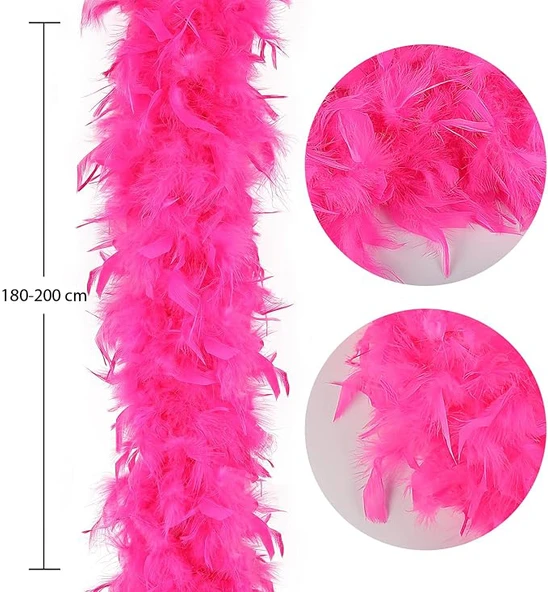 Fuşya Renk Kabarık Kalın Otriş Boa Tüy 6 cm Genişlik 180-200 cm Uzunluk ürün görseli
