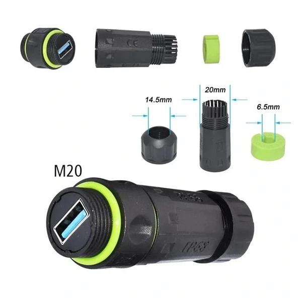 Powermaster Pm-24598 Dişi - Dişi Ip68 Su Geçirmez 3.0 Usb-a Konnektör - Resim 2