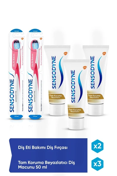Sensodyne Tam Koruma Diş Macunu 75 ml + Diş Eti Bakımı Diş Fırçası Set x2 Adet