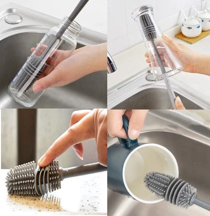 Uzun Saplı Silikon Biberon ve Kavanoz Yıkama Fırçası - 5