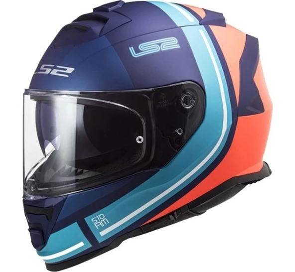 Storm Slant Mat Mavi-Turuncu Kask