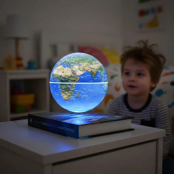 Kitap Şeklinde Manyetik Dönen Işıklı Dünya Küre