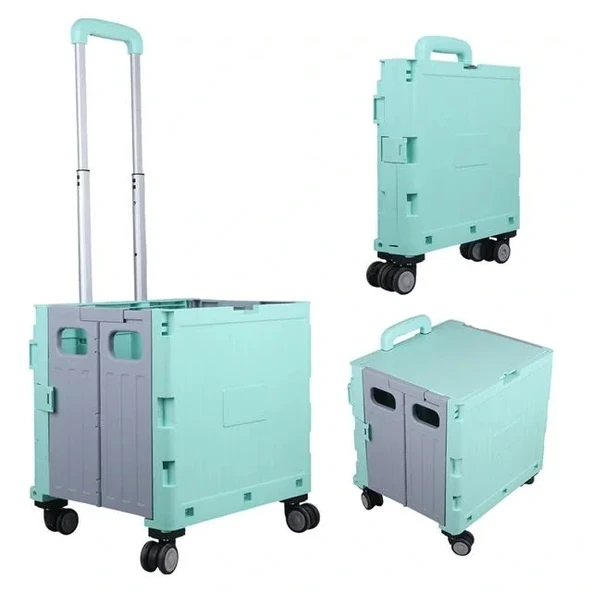 Sunup Sn-26966 Katlanabilir Market Pazar Kamp Tekerlekli Alışveriş Arabası 60kg Kapasiteli ürün görseli 1