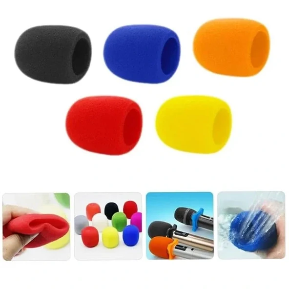 Tenon Ze-7130 5'li Standart 5 Renk El Mikrofon Süngeri (sarı-turuncu-kırmızı-mavi-siyah) - 3