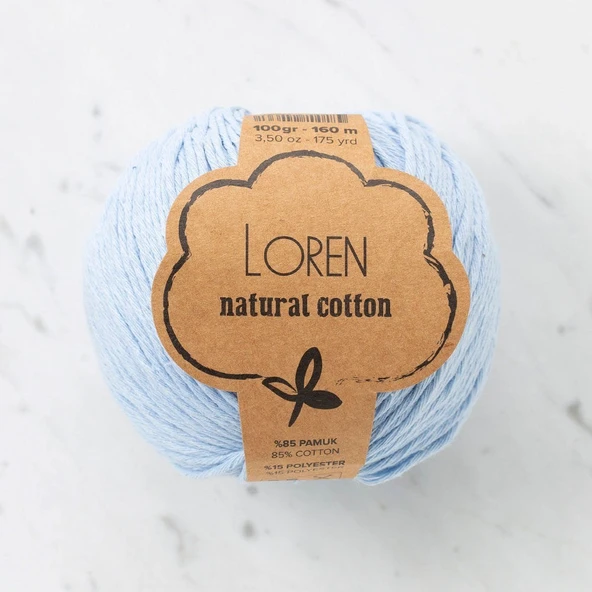 Loren Natural Cotton Bebe Mavi El Örgü İpi - R090 - 33921 ürün görseli 1