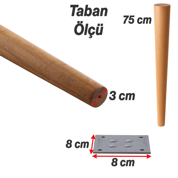 Masa Ayağı Kahverengi Doğal Ahşap Bağlantı Aparatlı Mobilya Koltuk Kanepe Sehpa Ayakları Bohem 75 cm - Resim 4