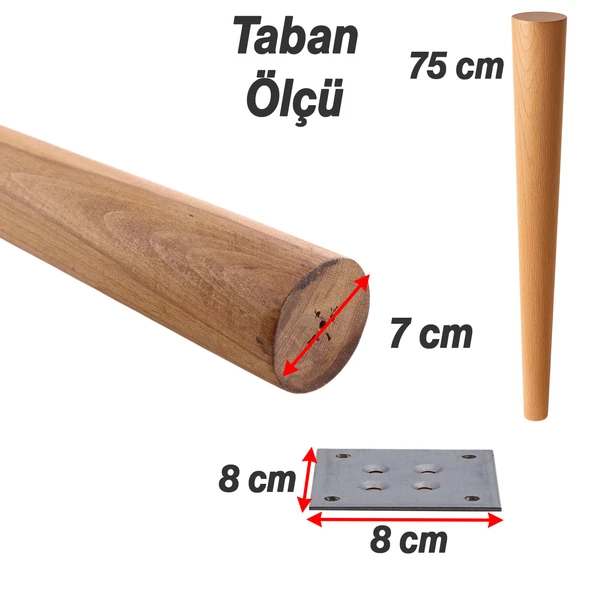 Masa Ayağı Kahverengi Doğal Ahşap Bağlantı Aparatlı Mobilya Koltuk Kanepe Sehpa Ayakları Bohem 75 cm - Resim 2
