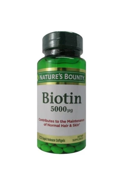 NATURE'S BOUNTY Biotin 5000 Mcg Takviye Edici Gıda 72 Kapsül