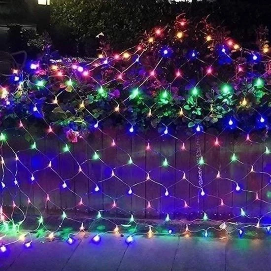 BUFFER® 1x2 Metre Dekoratif File Ağ Perde 192 LED 8 Animasyonlu Farklı Işık Modu RGB Fişli - 5