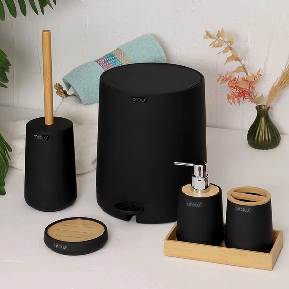 Arow Tulip Akrilik 6 Parça Banyo Seti Siyah TR-3725 ürün görseli 1