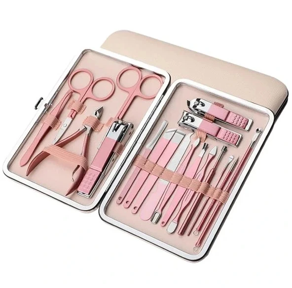 Sunup Sn-27097 Paslanmaz Çelik 18in1 Profesyonel Manikür Tırnak Bakım Seti