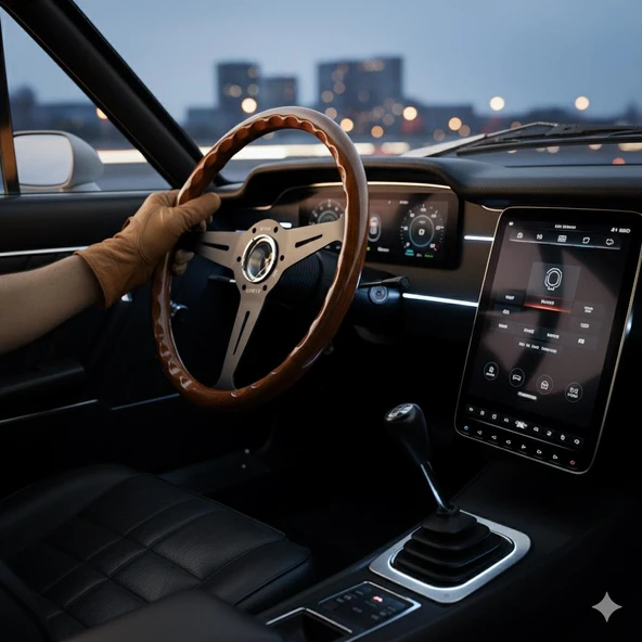 Premium Direksiyon ahşap-siyah Klasik ve sportif estetik görünüm - Resim 3