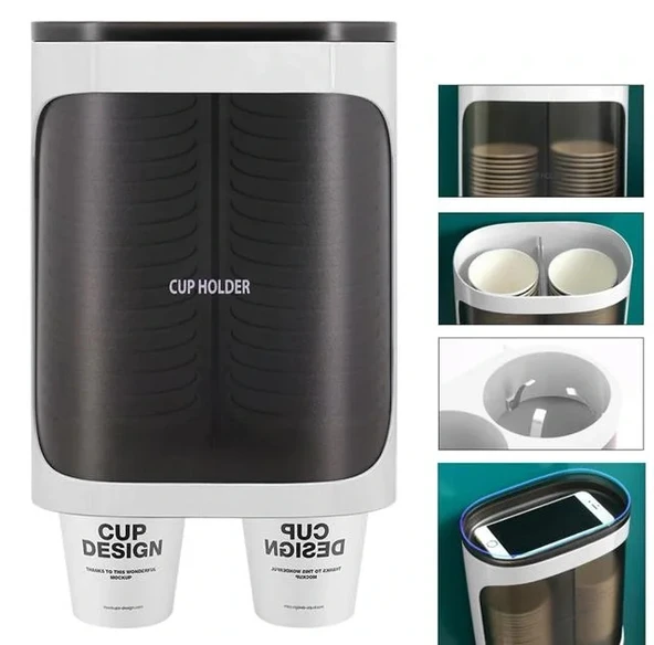 Sunup Sn-27108 Kendinden Yapışkanlı Çiftli Plastik - Karton Bardak Dispenseri ürün görseli 1