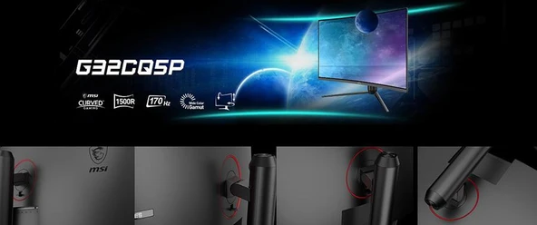MSI 31.5 G32CQ5P CURVED 1500R VA 2560X1440 (WQHD) 16:9 170HZ 1MS ADAPTIVE SYNC GAMING MONITOR - Resim 2