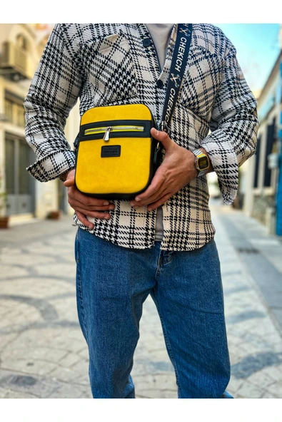 CH102 - Stealht Kare Erkek Çanta SIYAH - SARI