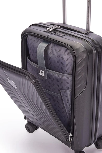 Benetton Trolley Valiz Siyah Kabin Boy 14BNT8010-03-SY - Resim 4