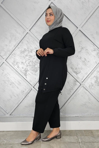 KADIN DÜĞME BAĞCIK DETAYLI TESETTÜR TAKIM - Resim 4