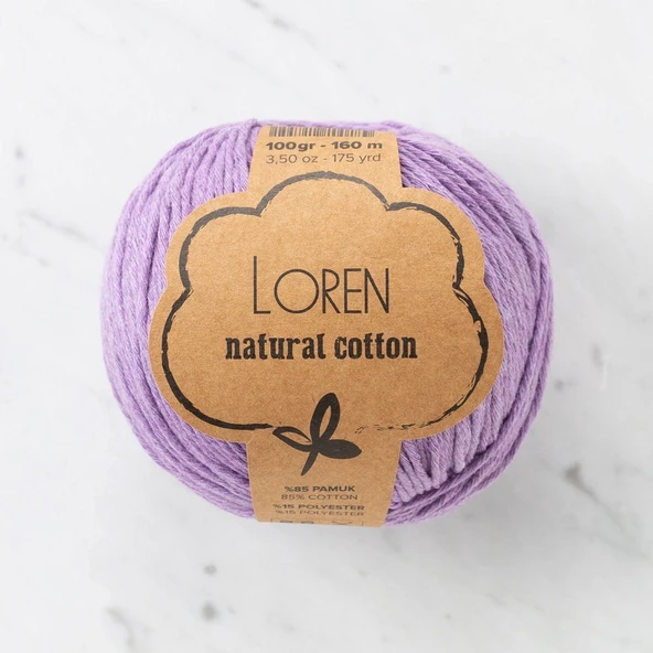 Loren Natural Cotton Lila El Örgü İpi - R020 - 33920 ürün görseli 1