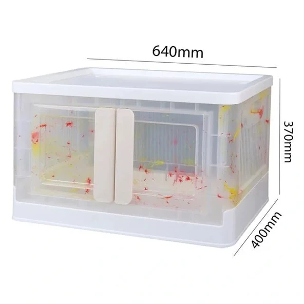 Sunup Sn-25883 72l Katlanabilir Plastik Saklama Kutusu Renkli Kapaklı Tekerlekli 40x64x37cm - Resim 3