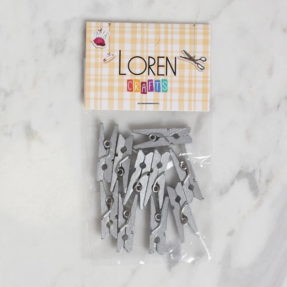 LOREN CRAFTS 10 LU GÜMÜŞ RENK MİNİ MANDAL ürün görseli 1