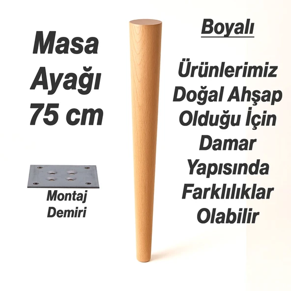 Masa Ayağı Kahverengi Doğal Ahşap Bağlantı Aparatlı Mobilya Koltuk Kanepe Sehpa Ayakları Bohem 75 cm - Resim 5