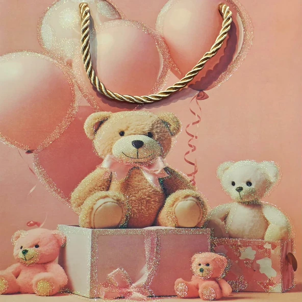 Toptan Sevimli Ayıcık Tasarımlı Küçük Boy Hediye Çantası - 2