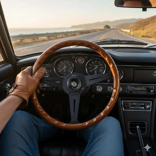 Premium Direksiyon ahşap-siyah Klasik ve sportif estetik görünüm - Resim 2