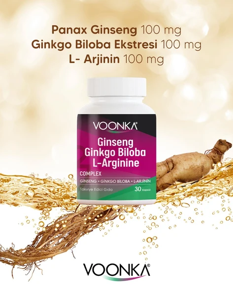 Voonka Ginseng Ginkgo Biloba L-Arginine 30 Kapsül - Resim 2