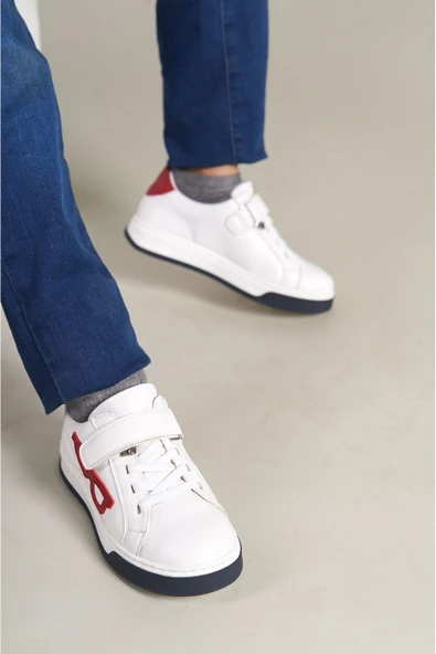 1011 - Glasses-X Çocuk Ayakkabı Beyaz Kırmızı Lacivert - 2