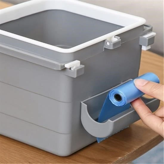 BUFFER® Mini Masa Çöp Kovası Plastik Tezgah Altı Geri Çekilebilir Yapışkanlı Görünmez Bölme Pratik - 4