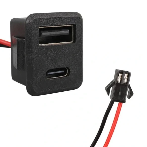 Ic-266t-4 Pano Tip Kare Type-c + Usb Şarj Soketi Bağlantı Modülü ürün görseli