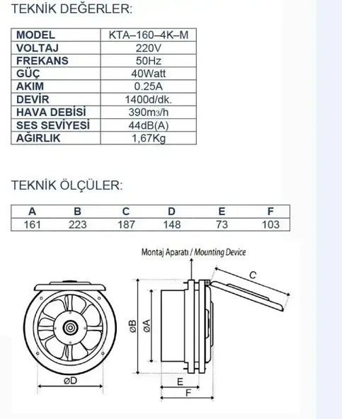 Ayas 25 cm Kapaklı Cam Aspiratörü KTA-250-4K-M - 2