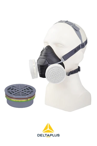 Delta Plus M6200 Yarım Yüz Maske | ABEK1 Gaz + P3 Toz Filtreli, Kimyasal ve Partikül Koruma Seti - Resim 2