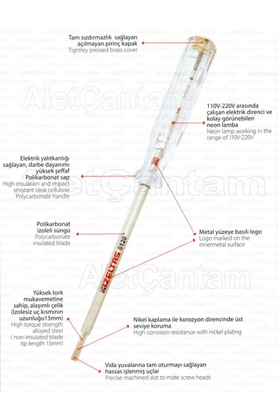 İzeltaş Elektrik Kontrol Kalemi Düz Uçlu Uzun Boy 190 Mm - Resim 2