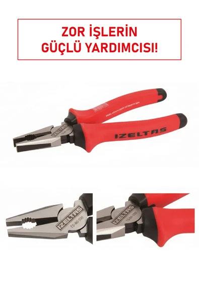 İzeltaş 3030 Kombine Pense Ağır Tip 200 mm | Özel Alaşımlı Çelik, Sertleştirilmiş Kesiciler ürün görseli