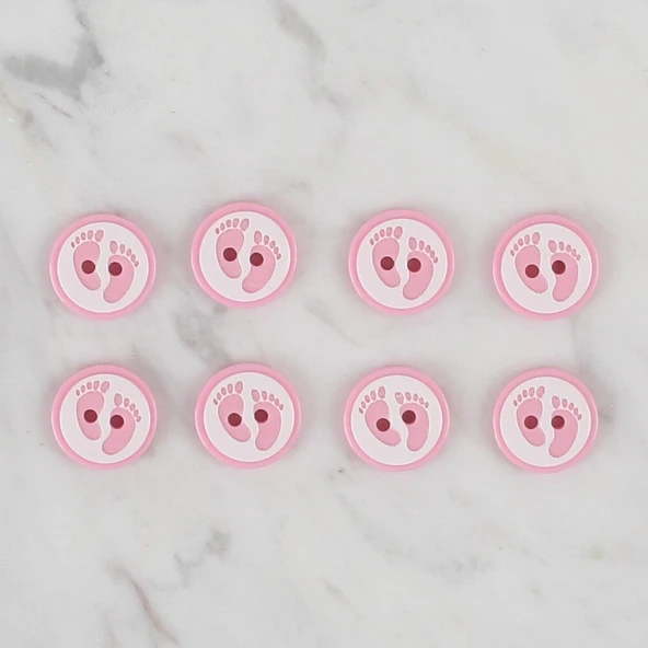 Loren Crafts pembe 8 li ayak izi düğme - 436 - Resim 2