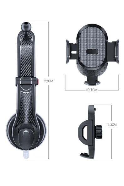 BUFFER® Güçlü Vantuzlu Araç İçi Konsol Üstü Telefon Tutucu Aparat - 8