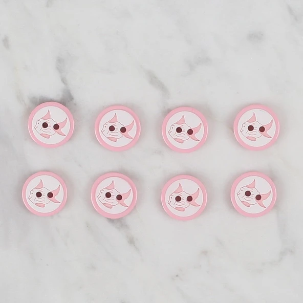 Loren Crafts pembe 8 li balık düğme - 570 - Resim 2