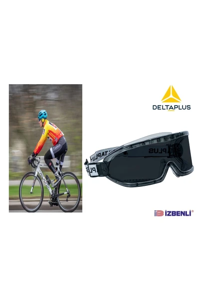 Delta Plus Tam Kapalı Havalandırmalı Antifog Füme Lens Bisikletçi Gözlüğü AM-AS-UV400 - Resim 2