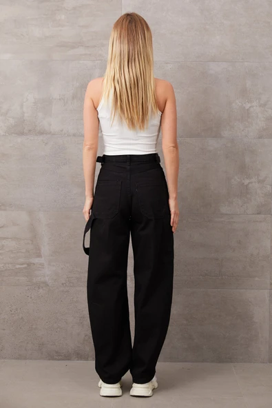 Kadın Bol Paça Kot Pantolon - Resim 4