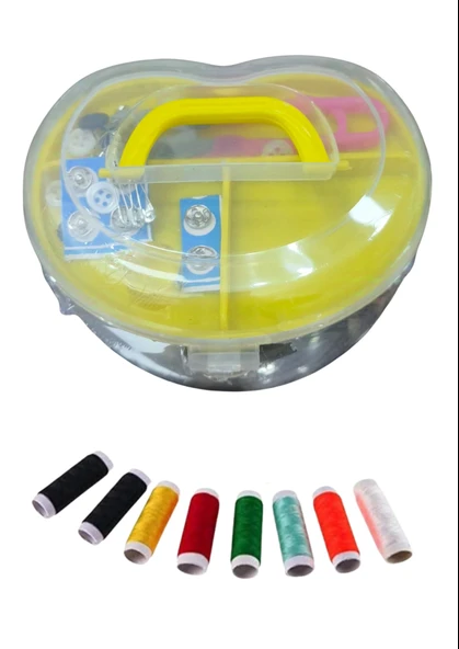 İplik Set Büyük Kalp Plastik Dikiş Seti