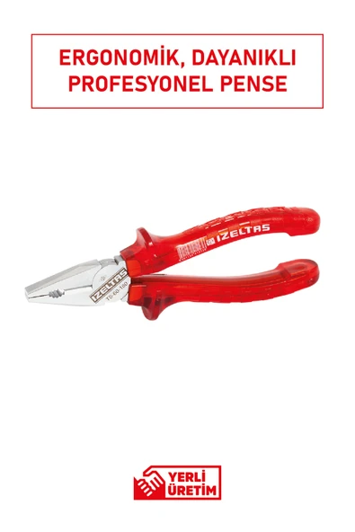 İzeltaş 180 mm Kombine Pense | Krom Vanadyum Çelik Gövde ve Kraft Seri Ergonomik Sap Tasarımı - Resim 2