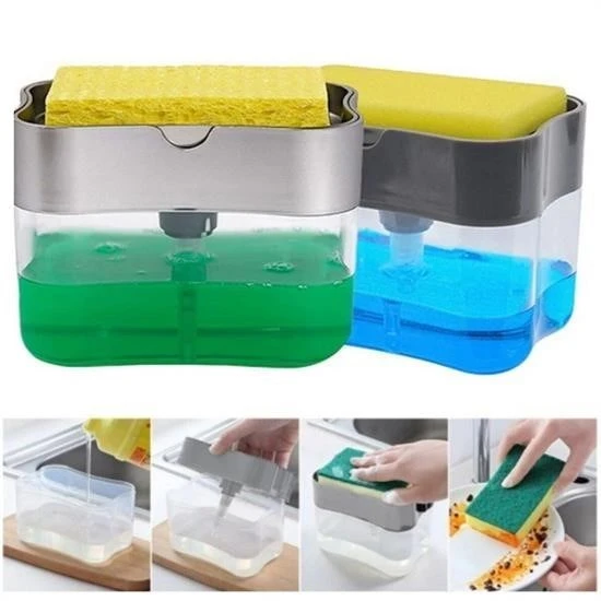 BUFFER® İkisi Bir Arada  Basmalı Pratik Sıvı Sabunluk Pompası ve Bulaşık Yıkama Süngeri Haznesi - 7