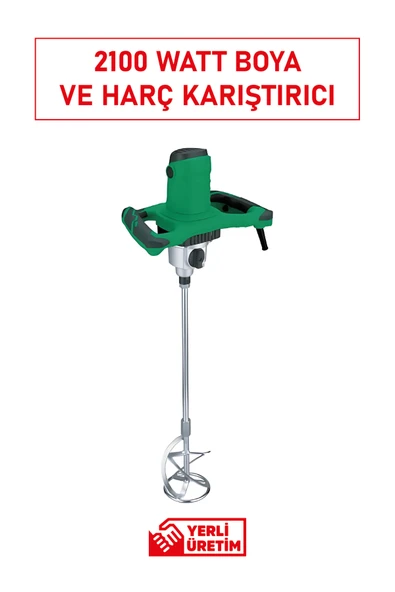 Hais 2100 Watt Profesyonel Boya ve Harç Karıştırıcı | Güçlü Motor, Ergonomik Tutma ve Çift Karıştırma Ucu - Resim 2