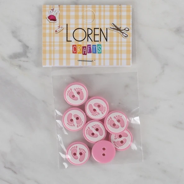 Loren Crafts pembe 8 li ayak izi düğme - 436 ürün görseli 1