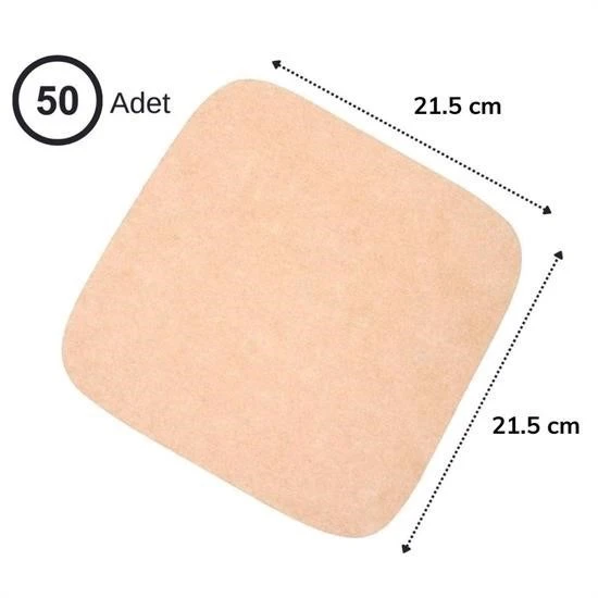 100 Adet Air Fryer Pişirme Kağıdı Tek Kullanımlık Yağ Su Geçirmez Yapışmaz Deliksiz Düz Kare Model - 3