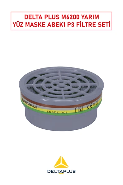 Delta Plus M6200 Yarım Yüz Maske | ABEK1 Gaz + P3 Toz Filtreli, Kimyasal ve Partikül Koruma Seti - Resim 3