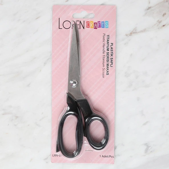 Loren Crafts Plastik Saplı Titanyum Makas Siyah LR ürün görseli 1