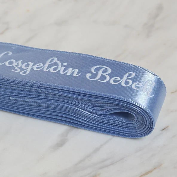 Loren Crafts 2cm 10 mt Mavi Saten Hoşgeldin Bebek - Resim 2